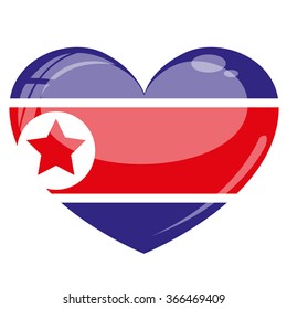 North Korea Flag Heart Vector Silhouette
