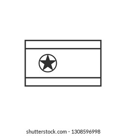 North Korea flag icon in black outline flat design. Independence day or National day holiday concept.