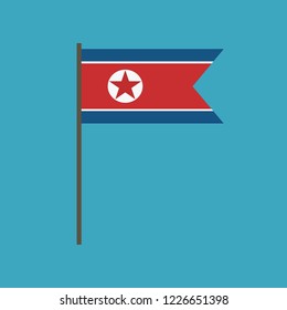 North Korea flag icon in flat design. Independence day or National day holiday concept.