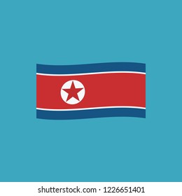 North Korea flag icon in flat design. Independence day or National day holiday concept.