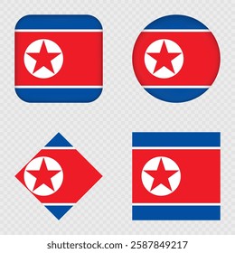 North Korea Flag Icons Pack. Vector illustration.