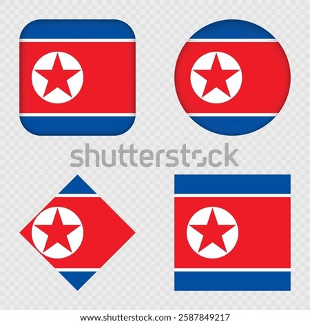 North Korea Flag Icons Pack. Vector illustration.