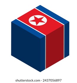 North Korea flag - isometric 3D cube isolated on white background. Vector object.