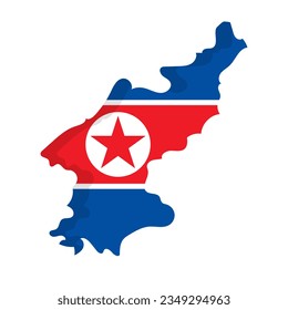 North Korea flag map icon. Vector.