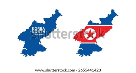 north korea flag and map set. north korea flag in official colors and proportions., map
