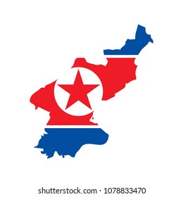 North Korea flag and map vector.