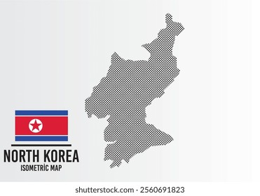 North Korea flag and map vector	