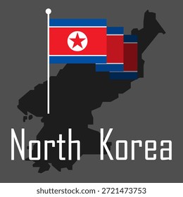 Nordkorea Flagge und Landkarte Vektor Design Ostasien Landkarte