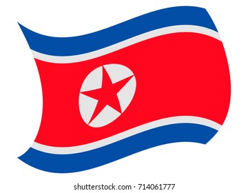 north korea flag moved by the wind