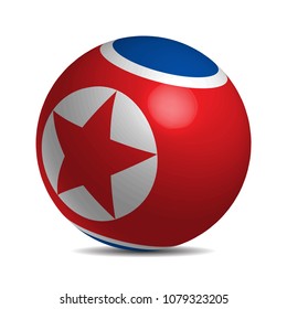 North Korea flag on a 3d ball with shadow