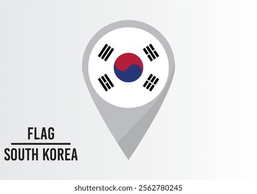 North Korea Flag on Location Pin. vector illustration