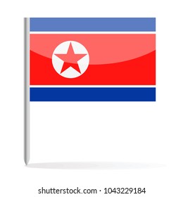 North Korea Flag Pin Vector Icon - Illustration