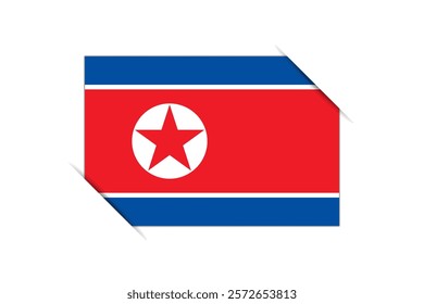 North Korea flag - rectangle colorful flag representing a country cultural identity and heritage. The essence of national pride and unity. Attached by the corners in a paper album