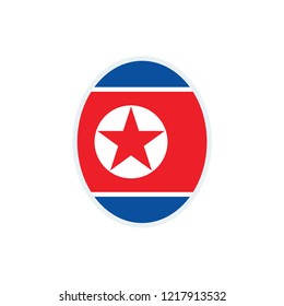 North Korea flag. North Korea round flag.