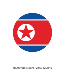 North Korea flag round button vector. North Korea national flag icon badge for independence day celebration PNG on transparent background.