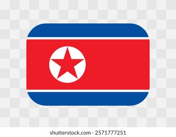 North Korea flag - rounded rectangle colorful flag representing a country cultural identity and heritage. The essence of national pride and unity. Vector flag on transparent background.