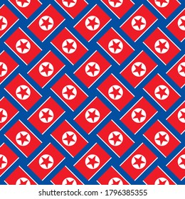 north korea flag, seamless pattern. vector illustration