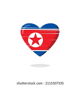 North korea flag shaped love illustration. Floating flag love icon. Nationality concept.