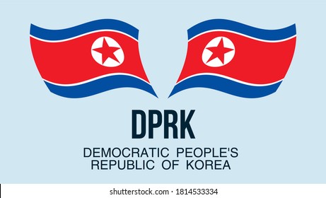 North Korea flag state symbol isolated on background national banner. Greeting card National Independence Day Democratic People's Republic of Korea. Illustration banner realistic state flag of DPRK.