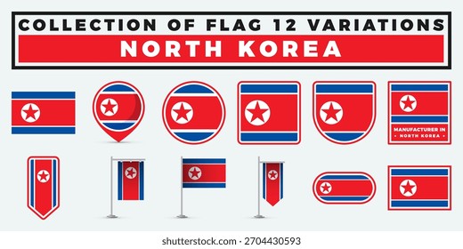 North Korea Flag Variations. A Collection of 12 Unique Designs