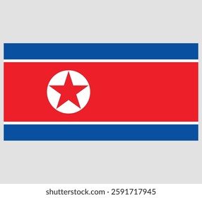 North Korea Flag Vector Design ,North Korea Country Flag