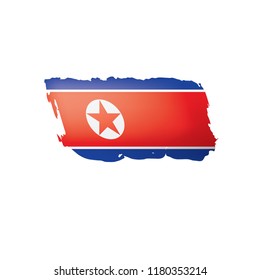 North Korea flag, vector illustration on a white background.