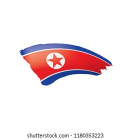 North Korea flag, vector illustration on a white background.