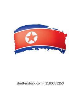North Korea flag, vector illustration on a white background.
