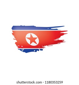 North Korea flag, vector illustration on a white background.