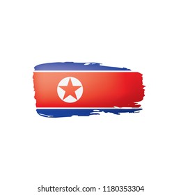 North Korea flag, vector illustration on a white background.