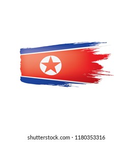North Korea flag, vector illustration on a white background.