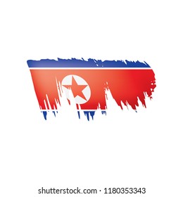 North Korea flag, vector illustration on a white background.
