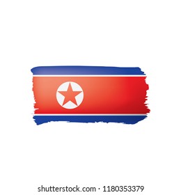 North Korea flag, vector illustration on a white background.