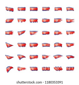 North Korea flag, vector illustration on a white background.