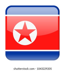 North Korea Flag Vector Square Icon - Illustration