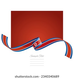 North Korea flag vector. World flags and ribbons. North Korean flag ribbon on abstract color background
