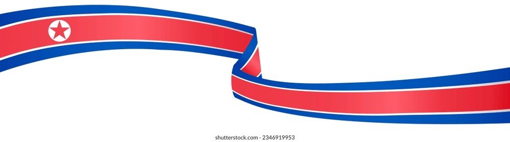 North Korea flag wave isolated on png or transparent background