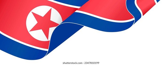 North Korea flag wave isolated on png or transparent background