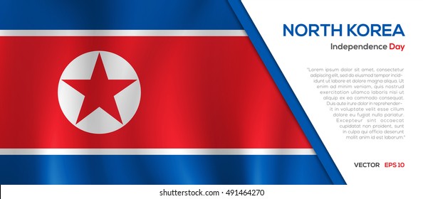 North Korea flag waving vector illustration