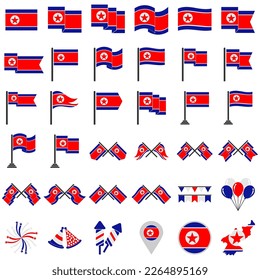 North Korea flags icon set, North Korea independence day icon set sign vector symbol