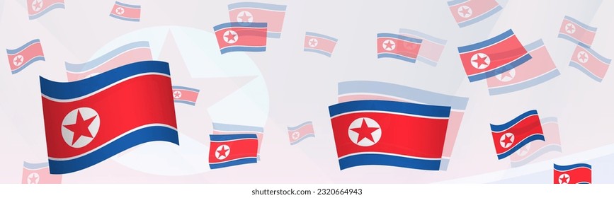 North Korea flag-themed abstract design on a banner. Abstract background design with National flags. Vector illustration.