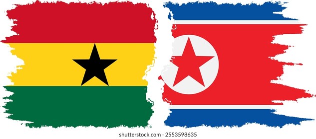 North Korea and Ghana grunge flags connection, vector