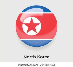 Corea del Norte lustroso bandera nacional burbuja forma redonda icono de ilustración vectorial