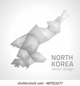 North Korea grey and silver vector polygonal map