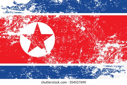 North Korea Grunge Texture Flag. Grunge effect can be cleaned easily.