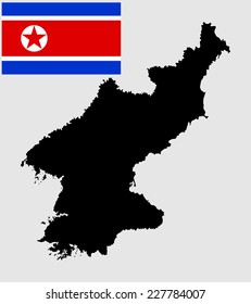 North Korea high detailed vector black silhouette isolated on white background. original and simple North Korea flag isolated vector in official colors and Proportion Correctly.