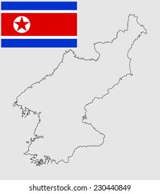 North Korea high detailed vector contour silhouette isolated on white background. original and simple North Korea flag isolated vector in official colors and Proportion Correctly.