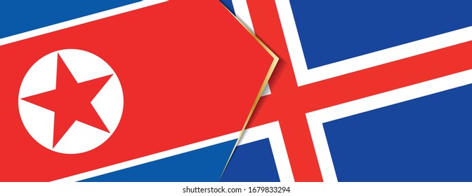 North Korea and Iceland flags, two vector flags symbol of relationship or confrontation.