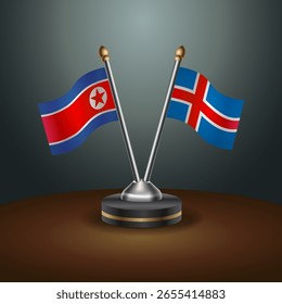 La tabla de Corea del Norte e Islandia marca la relación con el fondo de gradiente. Ilustración vectorial