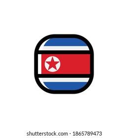 North Korea Icon, National Flag Square Symbol.